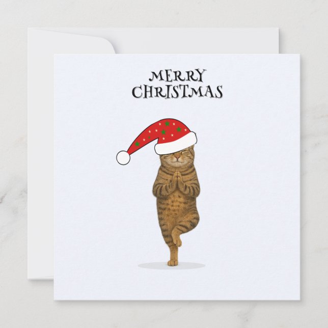 Cartes Pour Fêtes Annuelles Merry Christmas cat yoga  (Devant)