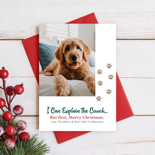 Cartes Pour Fêtes Annuelles Merry Christmas Cute Funny Pet Dog Puppy Photo (Créateur téléchargé)