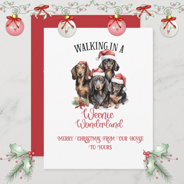 Cartes Pour Fêtes Annuelles Merry Christmas Dachshunds "Weenies" Christmas | (Créateur téléchargé)