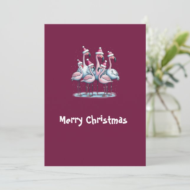 Cartes Pour Fêtes Annuelles Merry Christmas Flamingo  (Debout devant)