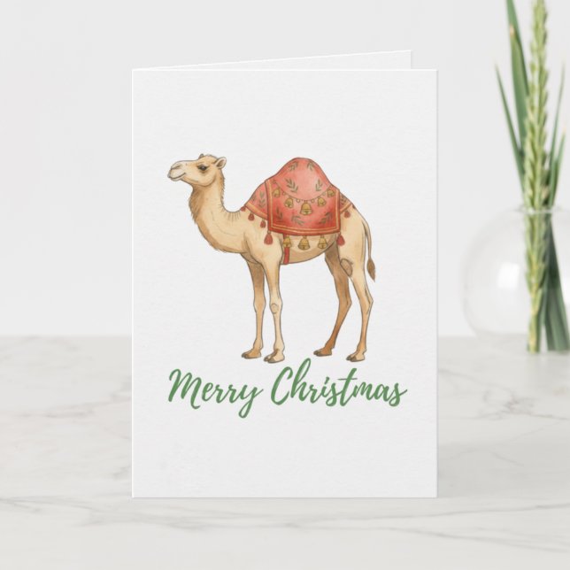 Cartes Pour Fêtes Annuelles Merry Christmas Folded Greeting Camel Card (Devant)