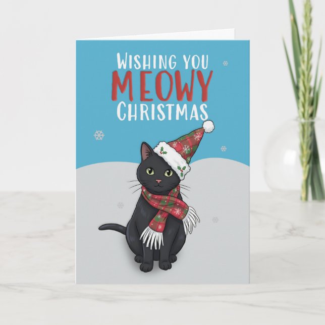 Cartes Pour Fêtes Annuelles Merry Christmas For Anyone Cute Cat Snow With Hat  (Devant)