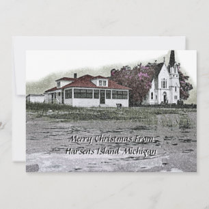 Cartes Pour Fêtes Annuelles Merry Christmas from Harsens Island Michigan Art