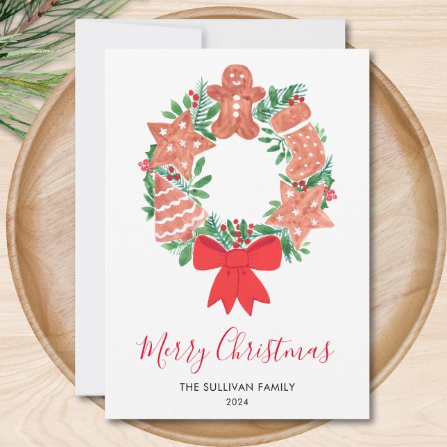 Cartes Pour Fêtes Annuelles Merry Christmas Gingerbread Cookie Wreath (Créateur téléchargé)