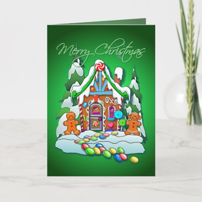 Cartes Pour Fêtes Annuelles MERRY CHRISTMAS GINGERBREAD HOUSE par SHARON SHARP (Devant)