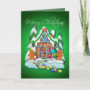 Cartes Pour Fêtes Annuelles MERRY CHRISTMAS GINGERBREAD HOUSE par SHARON SHARP