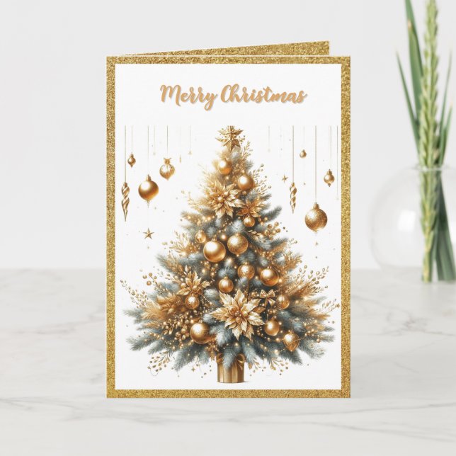Cartes Pour Fêtes Annuelles Merry Christmas Gold Glitter Holiday    (Devant)