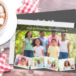 Cartes Pour Fêtes Annuelles Merry Christmas Grey Family Photo de collage<br><div class="desc">Photo de Family Collage de la carte de Noël. Add 5 of your favorite photographite to this modern holiday card. Your photographique will be laid out as a main landscape photo, overlaid with a zigzag photo strip of 4 small landscape pictures. Donc, vous pouvez regarder add your custom message, vous...</div>