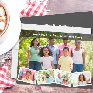 Cartes Pour Fêtes Annuelles Merry Christmas Grey Family Photo de collage