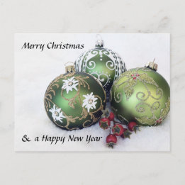 Cartes Pour Fêtes Annuelles Merry Christmas & Happy New Year bauble Postcard