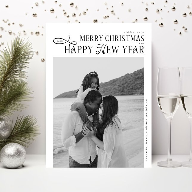 Cartes Pour Fêtes Annuelles Merry Christmas Happy New Year Family 4 Photos (Créateur téléchargé)