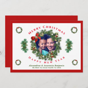 Cartes Pour Fêtes Annuelles Merry Christmas Happy New Year Family Photo Custom