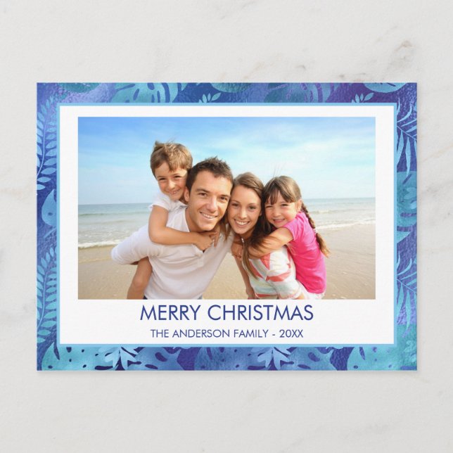 CARTES POUR FÊTES ANNUELLES MERRY CHRISTMAS HAWAIIAN TROPICAL BLEU PHOTO (Devant)