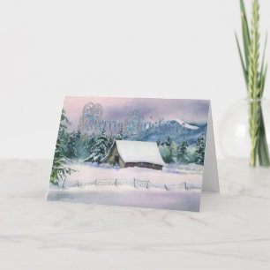 Cartes Pour Fêtes Annuelles MERRY CHRISTMAS HIVER BARN par SHARON SHARPE