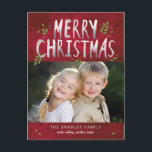 Cartes Pour Fêtes Annuelles Merry Christmas Holiday<br><div class="desc">Célébrez la saison avec cette carte postale de vacances moderne et élégante de Berry Berry Sweet.</div>