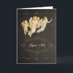 Cartes Pour Fêtes Annuelles Merry Christmas in French, joyeux Noël,<br><div class="desc">Translation: "Merry Christmas" in French. This stylish and trendy (chalkboard effect) Christmas card features vintage angels (courtesy Graphicfairy) on a vintage inspired grungy chalkboard with eroded text and swirls. You can edit text inside card. Custom requests welcome.</div>