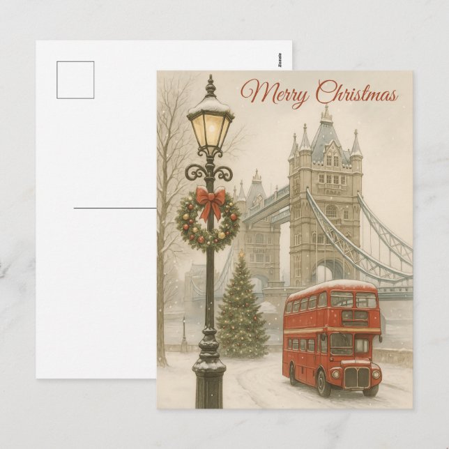 Cartes Pour Fêtes Annuelles Merry Christmas in London Postcard – Gift  (Devant / Derrière)