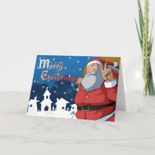 Cartes Pour Fêtes Annuelles Merry Christmas Jolly Père Noël Peace Sign