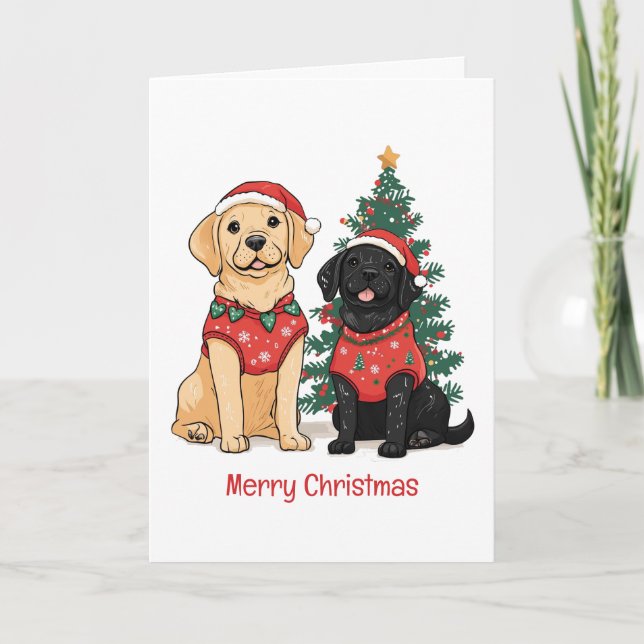 Cartes Pour Fêtes Annuelles Merry Christmas Labrador Retriever Dogs (Devant)
