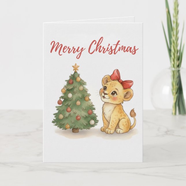 Cartes Pour Fêtes Annuelles Merry Christmas Lion Cub Card  (Devant)