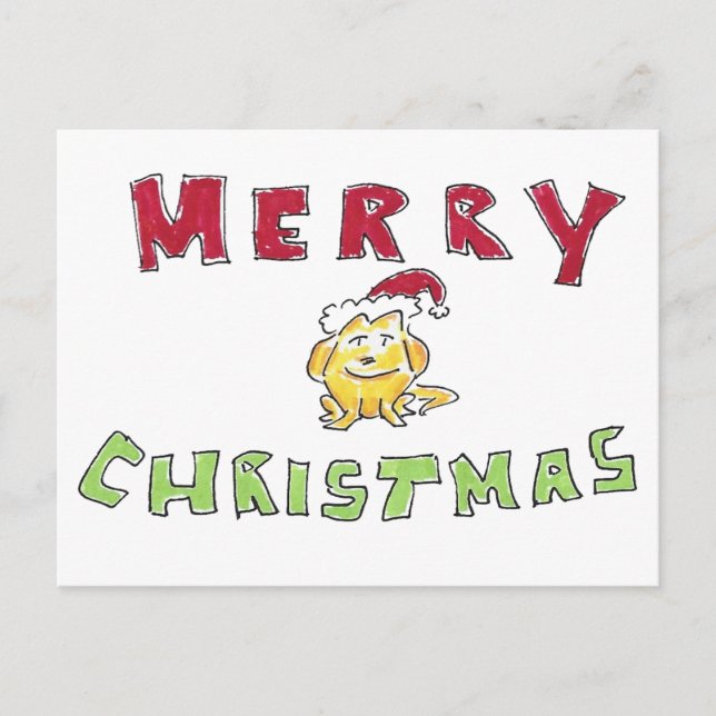 Cartes Pour Fêtes Annuelles Merry Christmas Little Yellow Lab Puppy Cartoon (Devant)