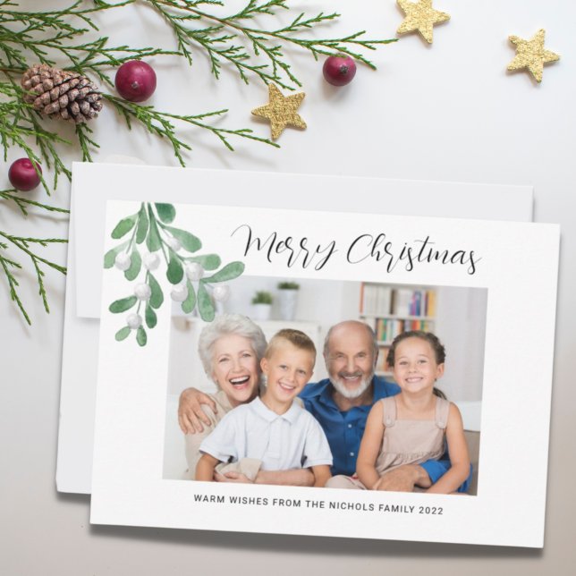 Cartes Pour Fêtes Annuelles Merry Christmas Mistletoe Photo (Créateur téléchargé)