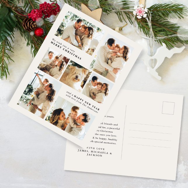 Cartes Pour Fêtes Annuelles Merry Christmas Modern 7-Photo Collage (Créateur téléchargé)