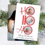Cartes Pour Fêtes Annuelles Merry Christmas Modern Santa Cute Typografy<br><div class="desc">Ce design comprend un joli joyeux joyeux script simple moderne, 4 quatre collages photo, typographie minimaliste hohoho Père Noël, ho ho joyeux Noël, vert et rouge tendance propre, cercle minimal photo multi collage, moderne élégant simple tendance, moderne script de calligraphie, simple et minimaliste style lunatique, Père Noël rire citation disant...</div>