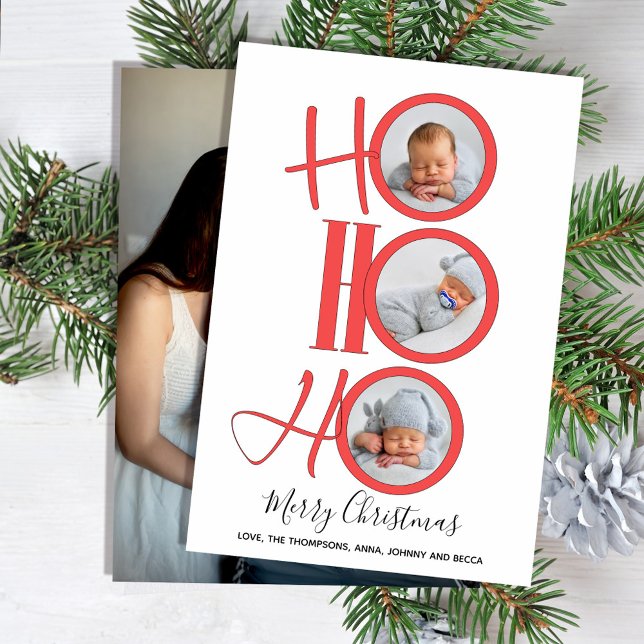 Cartes Pour Fêtes Annuelles Merry Christmas Modern Santa Cute Typografy (Merry Christmas with a creative whimsical Santa "ho ho ho" lettering. )