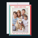Cartes Pour Fêtes Annuelles MERRY CHRISTMAS moderne bloc de couleur photo fron<br><div class="desc">par kat massard >>> WWW.SIMPLYSWEETPAPERIE.COM <<< Un design de carte mignonne qui ressemble à un bijou festif avec une grande photo de famille de portrait,  et couleur simple sur le dos,  vous donnant l'occasion d'écrire un message personnel.</div>