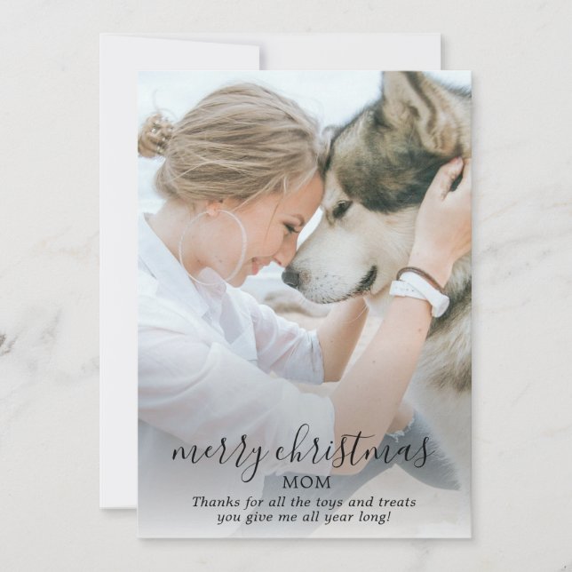 Cartes Pour Fêtes Annuelles Merry Christmas Mom Dog Photo (Devant)
