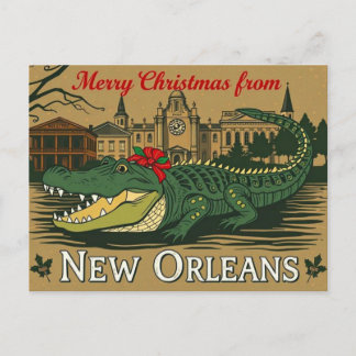 Cartes Pour Fêtes Annuelles Merry Christmas New Orleans Alligator