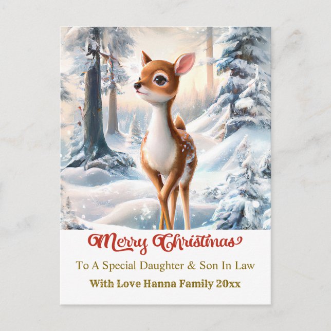 Cartes Pour Fêtes Annuelles Merry Christmas Personised I Cute Baby Deer (Devant)
