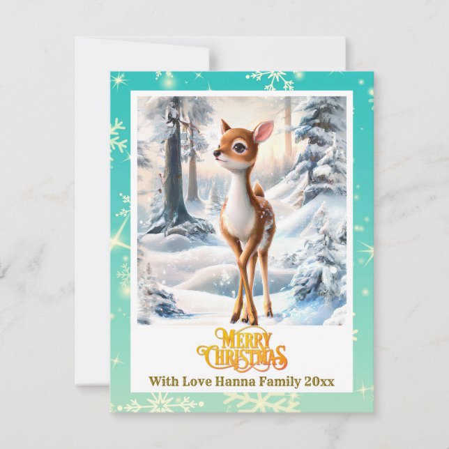 Cartes Pour Fêtes Annuelles Merry Christmas Personised I Cute Baby Deer (Devant)
