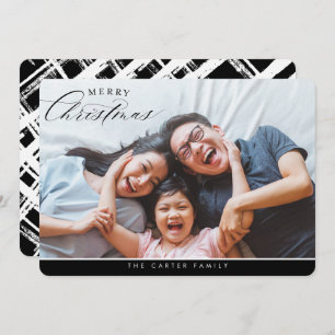 Cartes Pour Fêtes Annuelles MERRY CHRISTMAS PHOTO élégante calligraphie noir