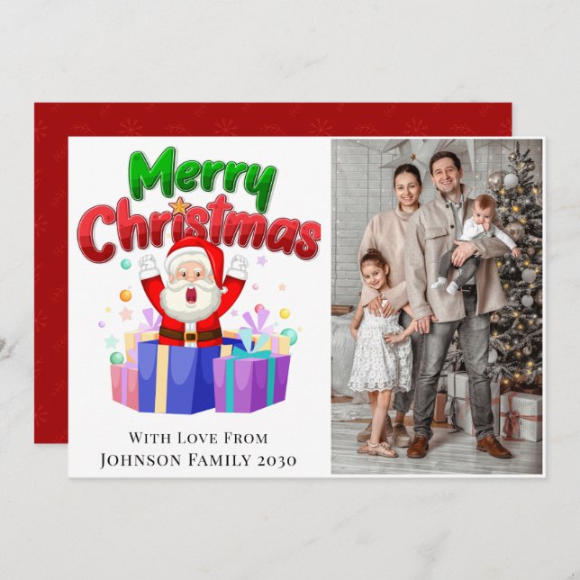 Cartes Pour Fêtes Annuelles Merry Christmas Photo Santa Holiday Card (Devant / Derrière)