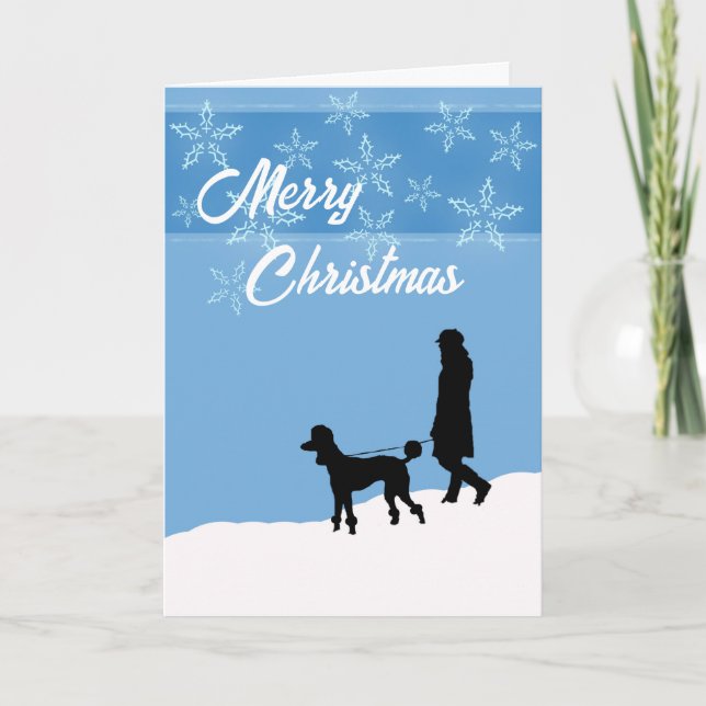 Cartes Pour Fêtes Annuelles Merry Christmas Poodle Walks in the Snow (Devant)