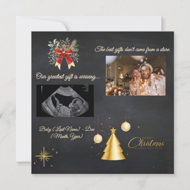 Cartes Pour Fêtes Annuelles Merry Christmas Pregnancy Chalkboard Announcement (Devant)