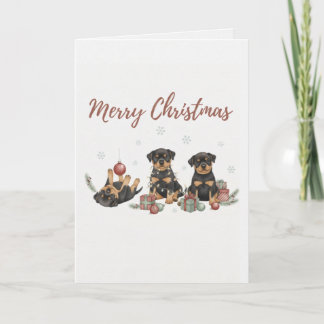 Cartes Pour Fêtes Annuelles Merry Christmas Puppies Card Three Christmas Pup