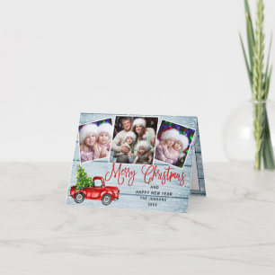 Cartes Pour Fêtes Annuelles Merry Christmas Red Farm Truck 3 Photo