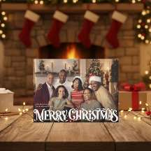 Merry Christmas Retro Script | Custom Four-Photo
