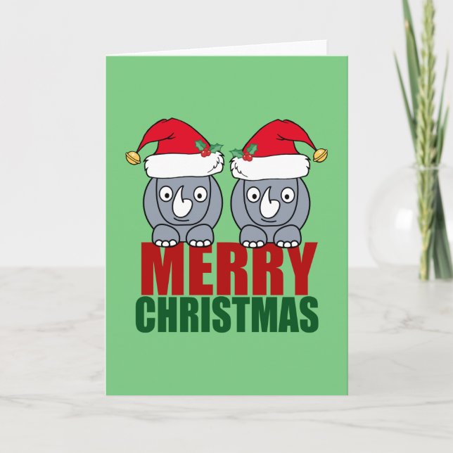 Cartes Pour Fêtes Annuelles Merry Christmas Rhino Cute (Devant)