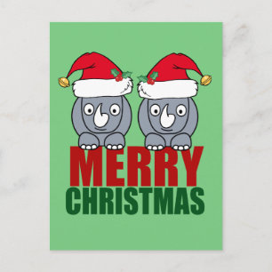 Cartes Pour Fêtes Annuelles Merry Christmas Rhino Cute