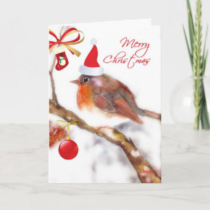 Cartes Pour Fêtes Annuelles merry christmas robin cute ornamüstockbird bird