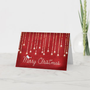 Cartes Pour Fêtes Annuelles Merry Christmas rope design with lights on red