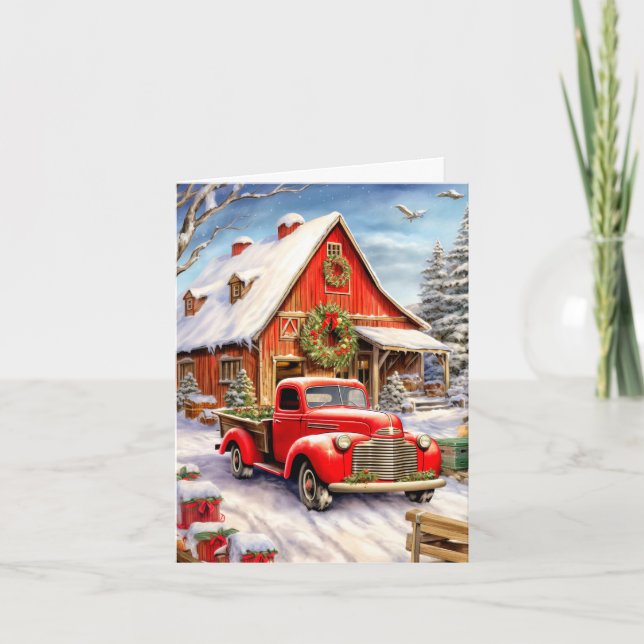 Cartes Pour Fêtes Annuelles Merry Christmas Rustic Country Farmhouse (Devant)