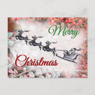 Cartes Pour Fêtes Annuelles Merry Christmas Santa Red Green Postcard