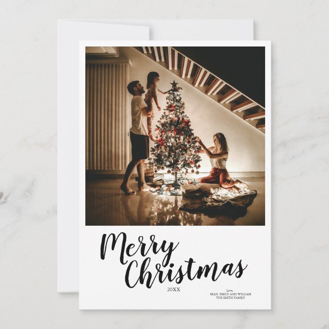 Cartes Pour Fêtes Annuelles Merry Christmas Script Custom Trees Card (Devant)
