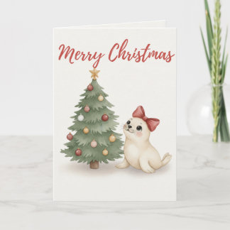 Cartes Pour Fêtes Annuelles Merry Christmas Seal Card Cozy Holiday Illustrat