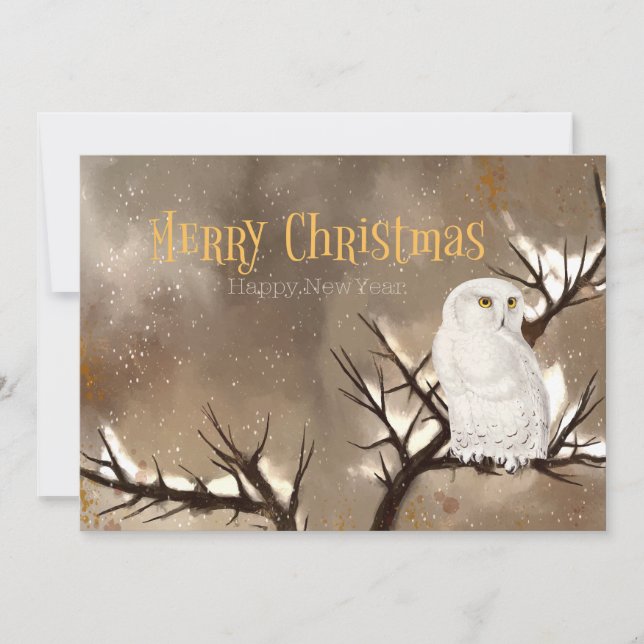 Cartes Pour Fêtes Annuelles Merry Christmas Snowy Owl (Devant)